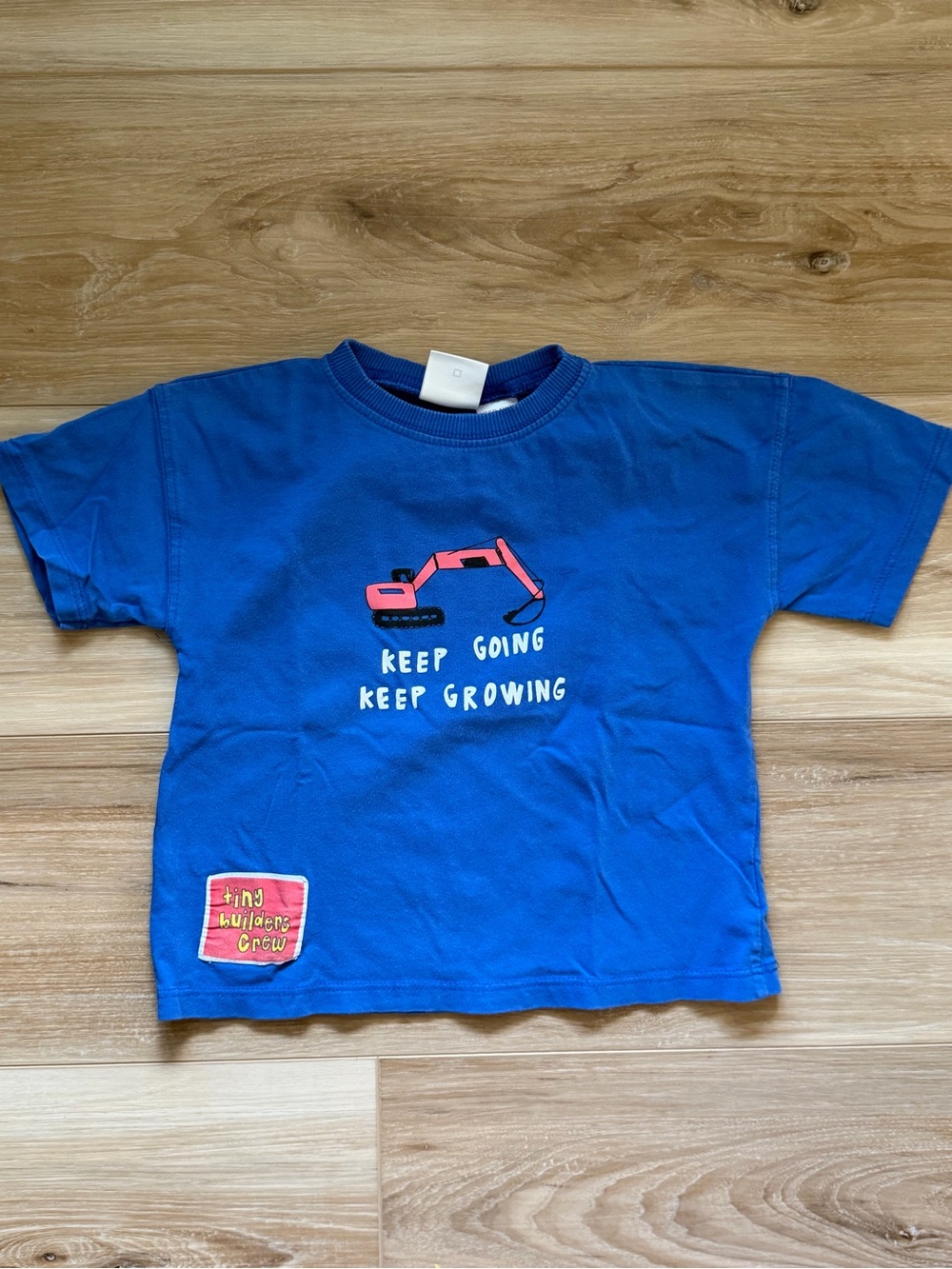 Zara Royal Blue Tee with Pink Excavator Graphic